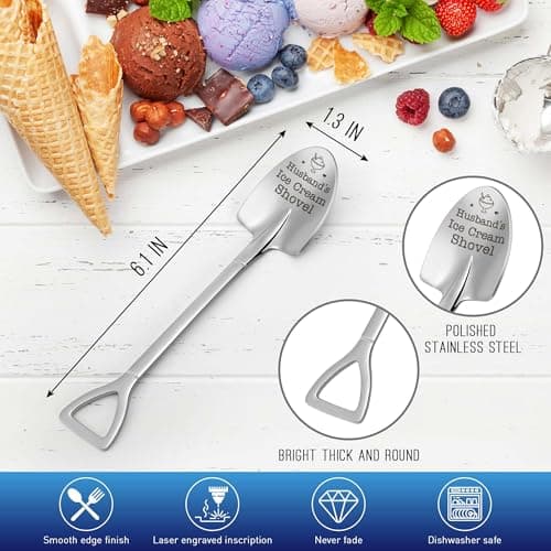 Fathers Day Husband Gifts from Wife - Funny Father's Day for Him Dad Daddy Grandpa Boyfriend Anniversary Birthday Gifts for Men, To My Husband Lover I Love You Gift Husband's Ice Cream Shovel