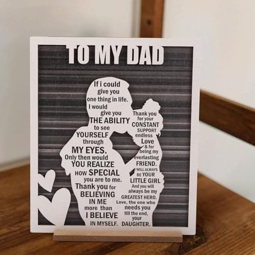 Birthday Gifts for Dad from Daughter, Easter Father’s Day Dad Gift from Daughter, Rustic Daddy and Daughter Hug Wood Sign, Papa Valentine’s, Christmas Gifts Ideas