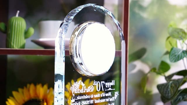 Ornalrist Happy 70th Birthday Glass Clock Gifts for Women, Men - 70 Year Old Birthday Keepsake for Mom, Dad, Parents Home Decor (8.3'' Gift Boxed)