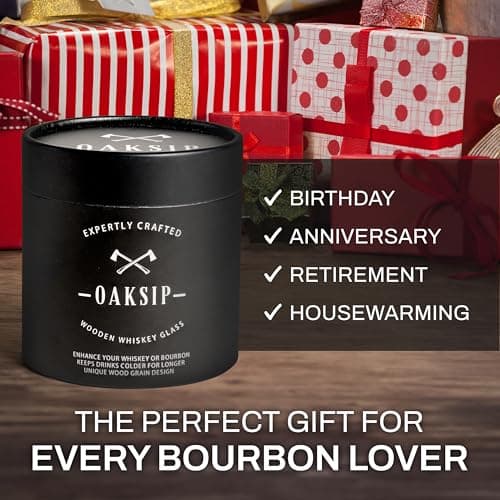 The Original Charred Wooden Bourbon Drinking Glass | Charred Old Fashioned Glass | Bourbon Gifts for Men, Dad, or Brother | Whiskey Gifts