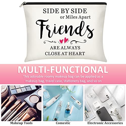 Xuniea 8 Pieces Friendship Gift Friend Makeup Bags Friendship Cosmetic Bags Portable Cosmetic Pouch Toiletry for Women Valentine Gift Makeup Travel Retirement Birthday Anniversary(Warm Pattern)