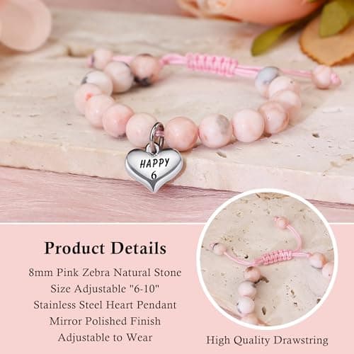 Sereney Birthday Gifts for Girls, Beaded Bracelets as 1 3 4 5 6 7 8 9 10 11 12 13 15 16 Year Old Birthday Gift, Adjustable Stone/Pearl Bracelet as Happy Birthday Gifts for Daughter Granddaughter Niece