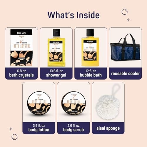 SpaLife Men's Sandalwood Luxury Spa Skincare Set - Complete Care Kit for Rugged Revitalization, Exfoliating Scrub - Bath and Body Collection for Cleansing, Moisturizing, and Rejuvenation