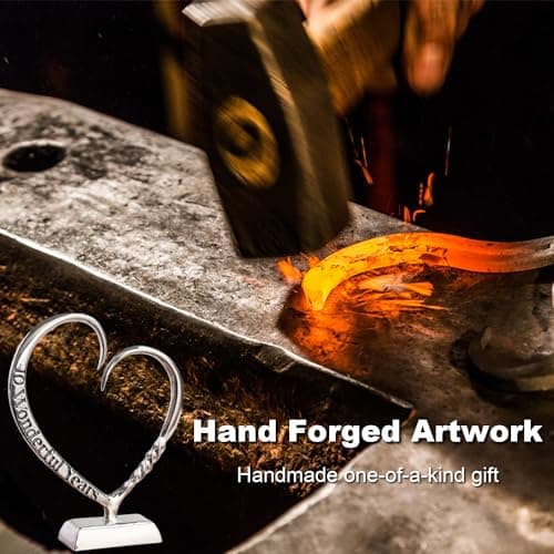 10 Year Anniversary Tin Gifts for Her Him Gift 10th Wedding Anniversary for Couples Wife Husband Men, Hand Forged Tin Aluminum Heart Art Keepsake Home Decor Artwork