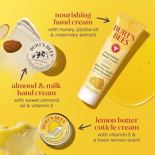Burt's Bees Gifts Ideas, Tips and Toes Kit, 6 Travel Size Products - Pomegranate Moisturizing Lip Balm, 2 Hand Creams, Foot Cream, Cuticle Cream, and Hand Salve