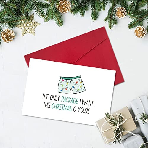 Funny Christmas Cards with Envelopes, Naughty Christmas Gifts for Boyfriend Husband Men, Unique Christmas Gift ideas for Him, Cute Merry Christmas Card Gifts from Wife Girlfriend