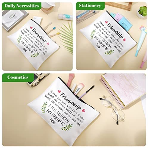 Xuniea 6 Pieces Friendship Gifts for Women Bulk Friendship Cosmetic Makeup Bag for Girl Travel Pouch Friend BFF Birthday Christmas Gifts(Leaf Pattern)