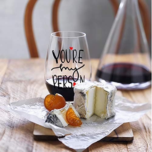 Perfectinsoy You're My Person Funny Stemless Wine Glass, Best Friend Wine Glass for Women, Perfect Birthday, Wedding, Christmas, Mother's Day Gift for Women Friend