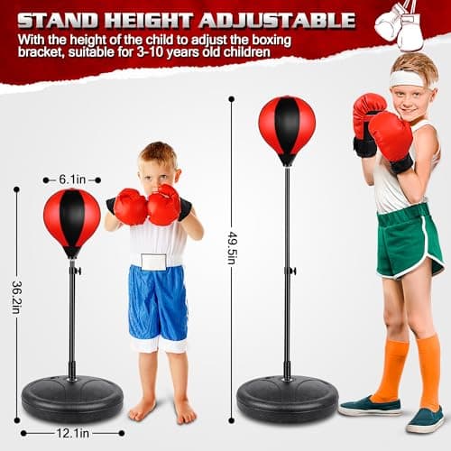 Punching Bag for Ages 3 4 5 6 7 8+ Years Old Kids, Boxing Bag Set Toy with Boxing Gloves, Height Adjustable Punching Bag, Sport Toy for Boys & Girls, Ideal Christmas Birthday Gift for Kids
