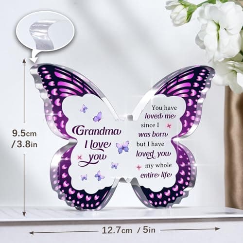 Grandma Gifts - Grandma Christmas Gift Ideas, Birthday Gifts for Grandma - Butterfly Acrylic Decorations - Christmas Gifts for Grandma from Grandkids