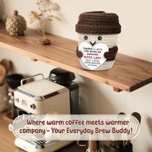 Boss Gifts for Women Boss Lady Leader Manager Supervisor Christmas Birthday Handmade Crochet Coffee Mug Cup Gifts Bosses Day Coffee Lover Thank You Best Great Leader Female Desk Office Decor