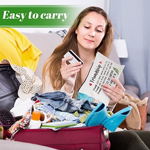 Xuniea 6 Pieces Friendship Gifts for Women Bulk Friendship Cosmetic Makeup Bag for Girl Travel Pouch Friend BFF Birthday Christmas Gifts(Leaf Pattern)