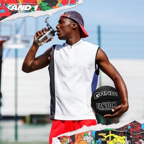 AND1 Fantom Rubber Basketball: Official Regulation Size 7 (29.5 inches) Rubber Basketball - Deep Channel Construction Streetball, Made for Indoor Outdoor Basketball Games