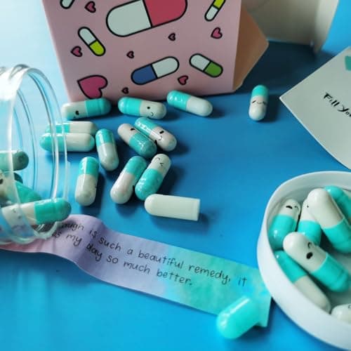 Gifts For Girlfriend Prewritten Message In Capsule Lovely Notes Birthday Anniversary Valentines Day Gifts for Her (Light Blue Girlfriend 50pcs)