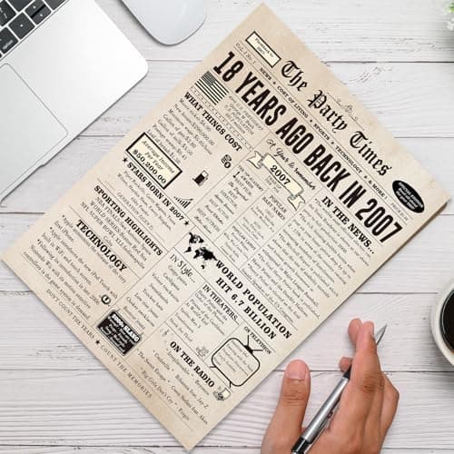 Huameigf Happy 18th Birthday Card for Son Daughter, Vintage 18th Birthday Gifts for Girls Boys, Retro 18 Year Old Birthday Decorations for Her Him, Best Gifts for 18 Bday Niece Nephew Friend