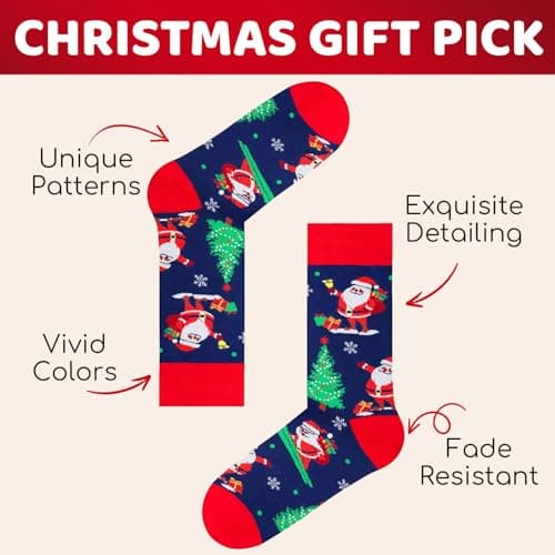 Zmart Christmas Gifts Stocking Socks for Women Men, Secret Santa Gifts Elf Stocking Xmas Gifts for Teens