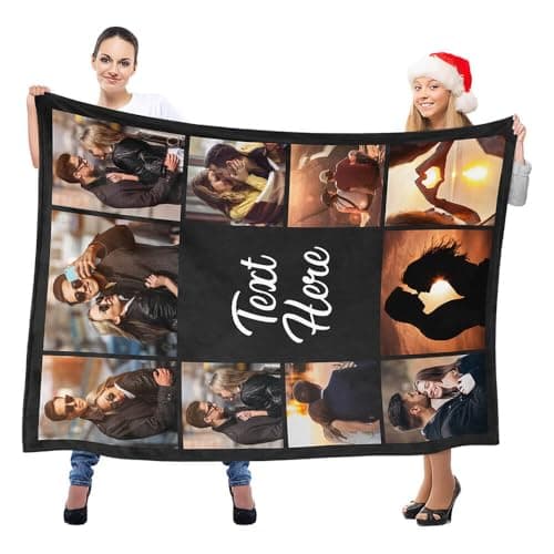 Custom Blanket with Photos Text Personalized Blanket Thows with Picture Customizable Blanket Photo Blankets Customize for Mom Dad Couple Girlfriend Boyfriend Wife Husband