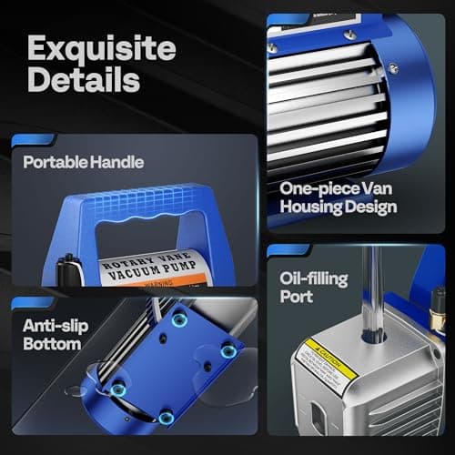 VIVOHOME 110V 1/3 HP 4CFM Single Stage Rotary Vane Air Vacuum Pump and R134a AC Manifold Gauge Set Kit with Leak Detector Carry Bag for HVAC Air Conditioning Refrigeration Recharging ETL Listed