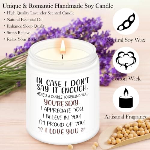 NANOOER Gifts for Her Girlfriend, Anniversary Wedding Birthday Gift for Women Wife, Unique Romantic Gift for Her Lavender Candle, Funny Valentines Anniversary Birthday Gifts for Her,Girlfriend, Wife