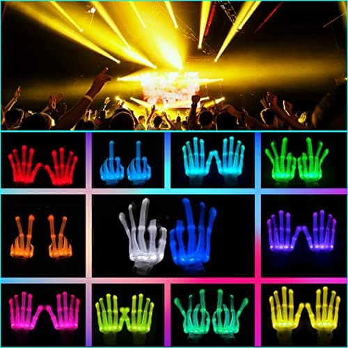 Kids Toys 12 Colors LED Gloves Cool Toys Gifts for Age 3-5 6-8 Years Old Boys Girls Halloween Costumes Light Up Gloves Stocking Stuffers Christmas Birthday Parties Gifts (1 Pairs S)