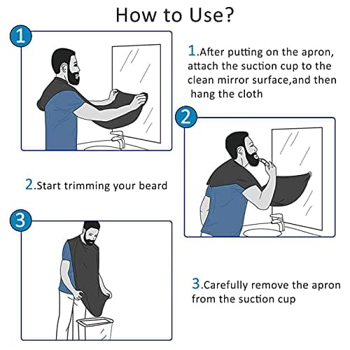 Beard Bib Beard Apron Gifts for Men Dad Fathers Day Anniversary Valentines Day Stocking Stuffers Christmas Gifts for Him Boyfriend Husband From Daughter Son Beard Trimming Catcher Bib Black