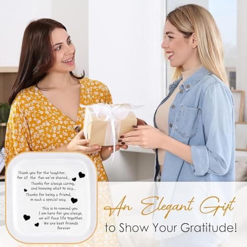 PUDDING CABIN Friend Birthday Gifts for Women,Friendship Thank You Ring Trinket Dish,Going Away Gifts for Friends,Long Distance Gifts for Women Moving Retirement Gifts For Woman