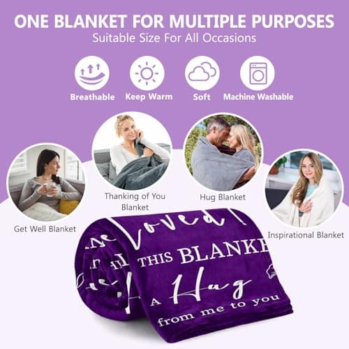 Get Well Gifts for Women After Surgery - Hug Blanket - Thinking of You Gift for Mom Friend Sister - Feel Better Inspirational Gifts for Women - Get Well Soon Gift - Purple Sunflower Blanket 50"x60"