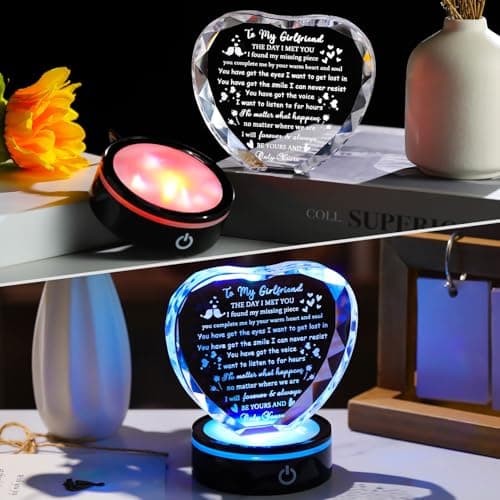 Gifts for Girlfriend with Light Base, Girlfriend Gifts from Boyfriend, Romantic Anniversary Birthday Gifts for Girlfriend Her Valentines Christmas I Love My Girlfriend Gift for Women