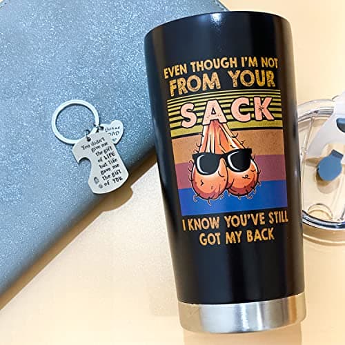 Bonus Dad Gifts - Step Dad Gifts From Daughter, Son, Kids - 20 Oz Tumbler & Keychain Funny Stepdad Gift - Christmas Father Day, Birthday Gift For Stepdad - Best Bonus Father Travel Coffee Mug
