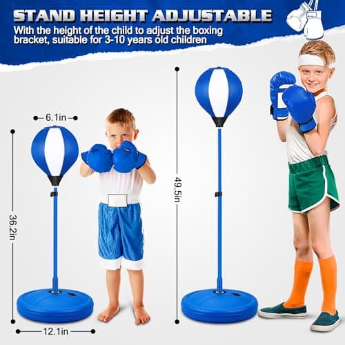 Punching Bag for Ages 3 4 5 6 7 8+ Years Old Kids, Boxing Bag Set Toy with Boxing Gloves, Height Adjustable Punching Bag, Sport Toy for Boys & Girls, Ideal Christmas Birthday Gift for Kids