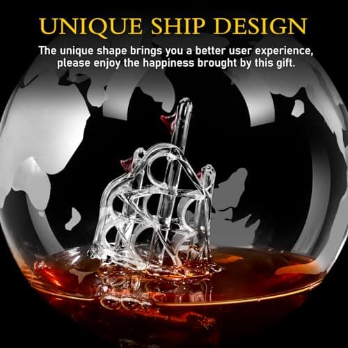 Whiskey Decanter Sets for Men, Whiskey Decanter Globe Set with 2 Etched Globe Whisky Glasses for Liquor, Bourbon, Cocktails, Vodka, Scotch liquor decanter Sets - 850ml