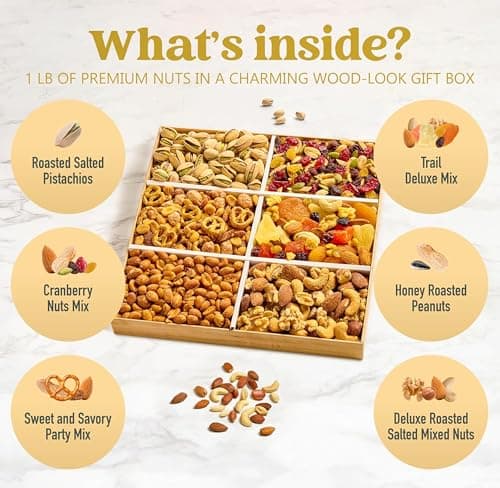 Luxurious Treats Nuts Gift Basket Gourmet Holiday Nut Box Healthy Care Package, Movie Night