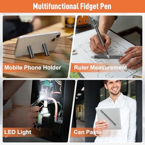 Gifts for Men Fidget Pen, Stocking Stuffers for Teens, White Elephant Gifts for Adults, Anniversary Birthday Gift for Men Him Husband Teenage Boy Brother, Mens Gift for Christmas Multifunction Pen