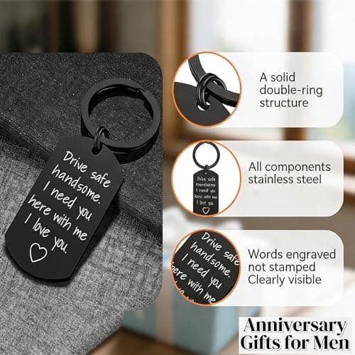 iWenSheng Drive Safe Keychain for Boyfriend - Drive Safe Handsome I Need You Here With Me Keyring Birthday Valentine’s Day Gifts for Him Boyfriend Husband Gifts