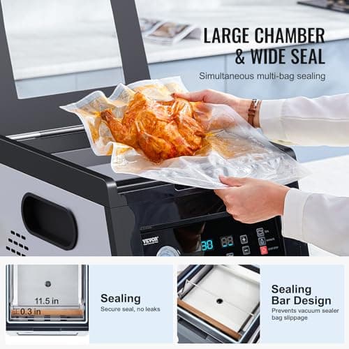 VEVOR Chamber Vacuum Sealer, 380W Vacuum Pump Power, Sealing Bag Packing Machine for Wet Foods, Meat, Compact Design with 11.5 in Sealing Length, Ideal Commercial Sealer for Professional and Home Use