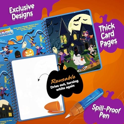 Halloween Boo Basket Stuffers for Toddlers, 4 Pack Halloween Water Coloring Books for Kids, Halloween Activities for Kids, Halloween Crafts for Toddlers, Toddler Travel Essentials, Toddler Gift Toys
