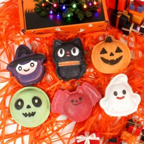 Halloween Bath Bombs for Kids & Women, Handmade Spooky Bath Bomb Set of 6 Fun Shapes – Perfect Gifts for Kids, Skin Care Bathbombs for Girls’ Spooky Celebration