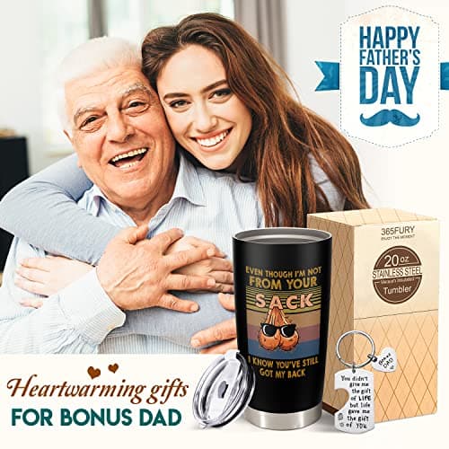 Bonus Dad Gifts - Step Dad Gifts From Daughter, Son, Kids - 20 Oz Tumbler & Keychain Funny Stepdad Gift - Christmas Father Day, Birthday Gift For Stepdad - Best Bonus Father Travel Coffee Mug