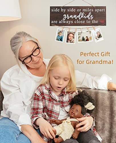 Grandparents Gifts from Grandchildren, Side by Side or Miles Apart Grandkids Photo Holder, Great Grandparents Day or Christmas Birthday Gifts for Grandma Grandpa