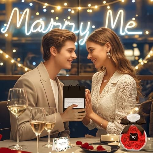 Preserved Rose with Heart Necklace Gift Artificial Flower Valentines Mothers Day for Girlfriend Mom Birthday Anniversary Personalized Romantic Gifts(Red)