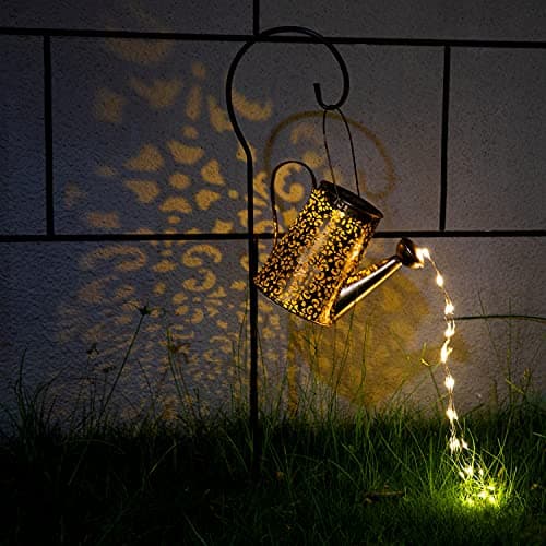 Solar Lights Outdoor Garden Decor, Large Hanging Waterproof Watering Can Landscape Lights Outside Decorations for Yard Front Porch Patio Backyard Gardening Gift for Mom Grandma Women Birthday
