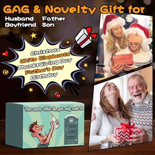 Funny Porta Potty Shot Glasses: White Elephant Gag Fun Novelty Yankee Party Exchange Gifts for Adults Men - Secret Dirty Santa Christmas Stocking Stuffers Ideas for Dad Husband Coworker Brother