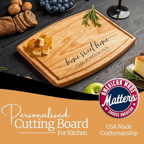 Personalized Cutting Board with Display Stand – Custom Engraved Charcuterie Board, Ideal Gift for Wedding, Housewarming, Bridal Shower, Anniversary, Birthday, Christmas, Mom & Couples, Family