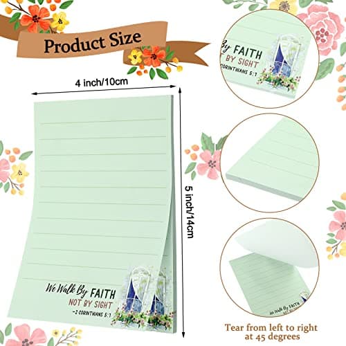 8 Pack Christian Sticky Notes Samll Scripture Inspirational Memo Pads Floral Design Adhesive Religious Bible Verse Quotes Notepads for Writing Diary Lists Schedules, 4 x 5. 5 Inch(Fresh Style)