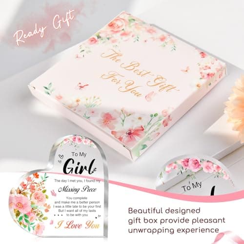 Gifts for Girlfriend, Mothers Day Gifts for Girlfriend, Anniversary Valentines Gifts for Her, To My Girl Acrylic Keepsake, Romantic I Love You Gifts for Her Girlfriend GF Gifts
