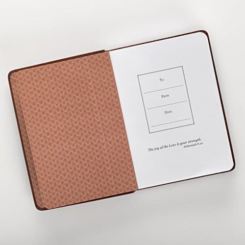 Christian Art Gifts Classic Handy-sized Journal Be Strong and Courageous Joshua 1:9 Bible Verse Inspirational Scripture Notebook w/Ribbon, Faux Leather Flexcover 240 Ruled Pages, 5.7" x 7", Brown