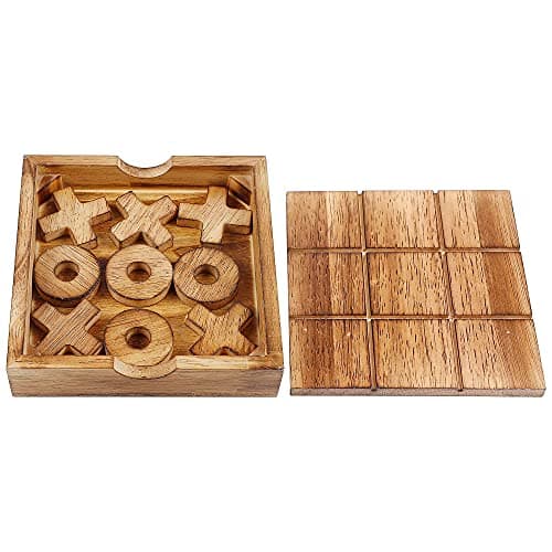 Glintoper Tic Tac Toe & 4 in a Row Tables Game Set, Classic Board Line Up 4 for Living Room Rustic Table Decor and Use as Game Top Wood Guest Room Decor Strategy Board Games for Families