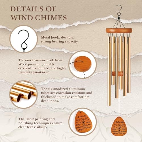 SteadStyle Friend Gifts for Women, Friendship Wind Chime Gifts for Birthday Christmas Friendsgiving, Present for Friends Female Garden Decoration