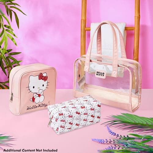 Hello Kitty Toiletry Bag and Makeup Bag Set of 3 for Women Teens Girls Zipped Cosmetics Case Kawaii Travel Essentials Anime Gifts for Her