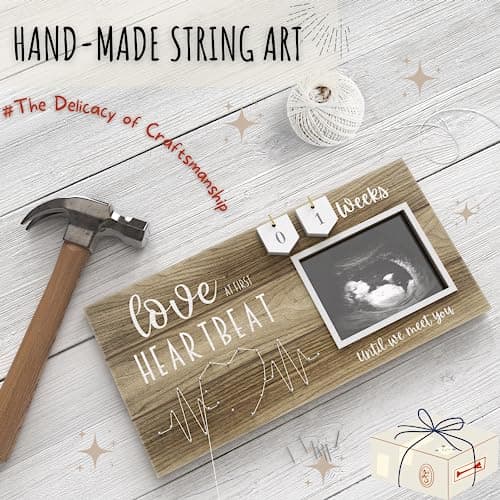 Baby Sonogram Picture Frame with Countdown Weeks - Standard 4"x3" Ultrasound Photo - Pregnancy Announcements Ideas - Gender Reveal Baby-Shower Gift - New Mom Expecting Parents to Be Keepsake Gifts